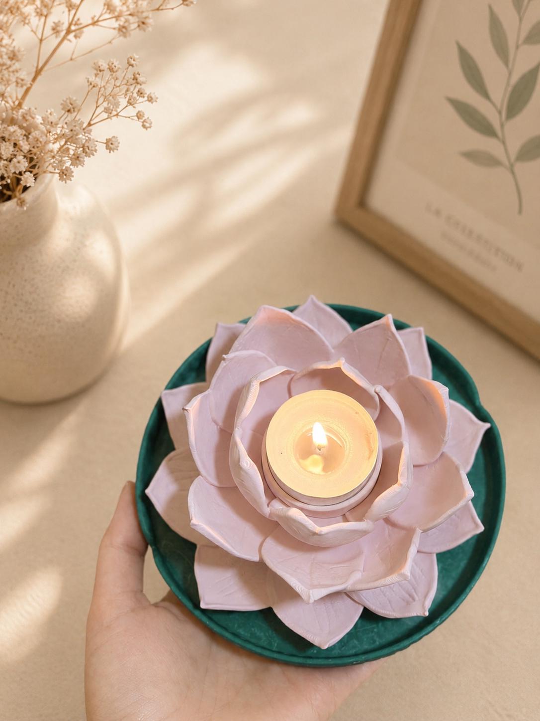 Lotus Flower Candle Holder - 3D Printed Tea Light Holder for Calm Cozy Home Decor