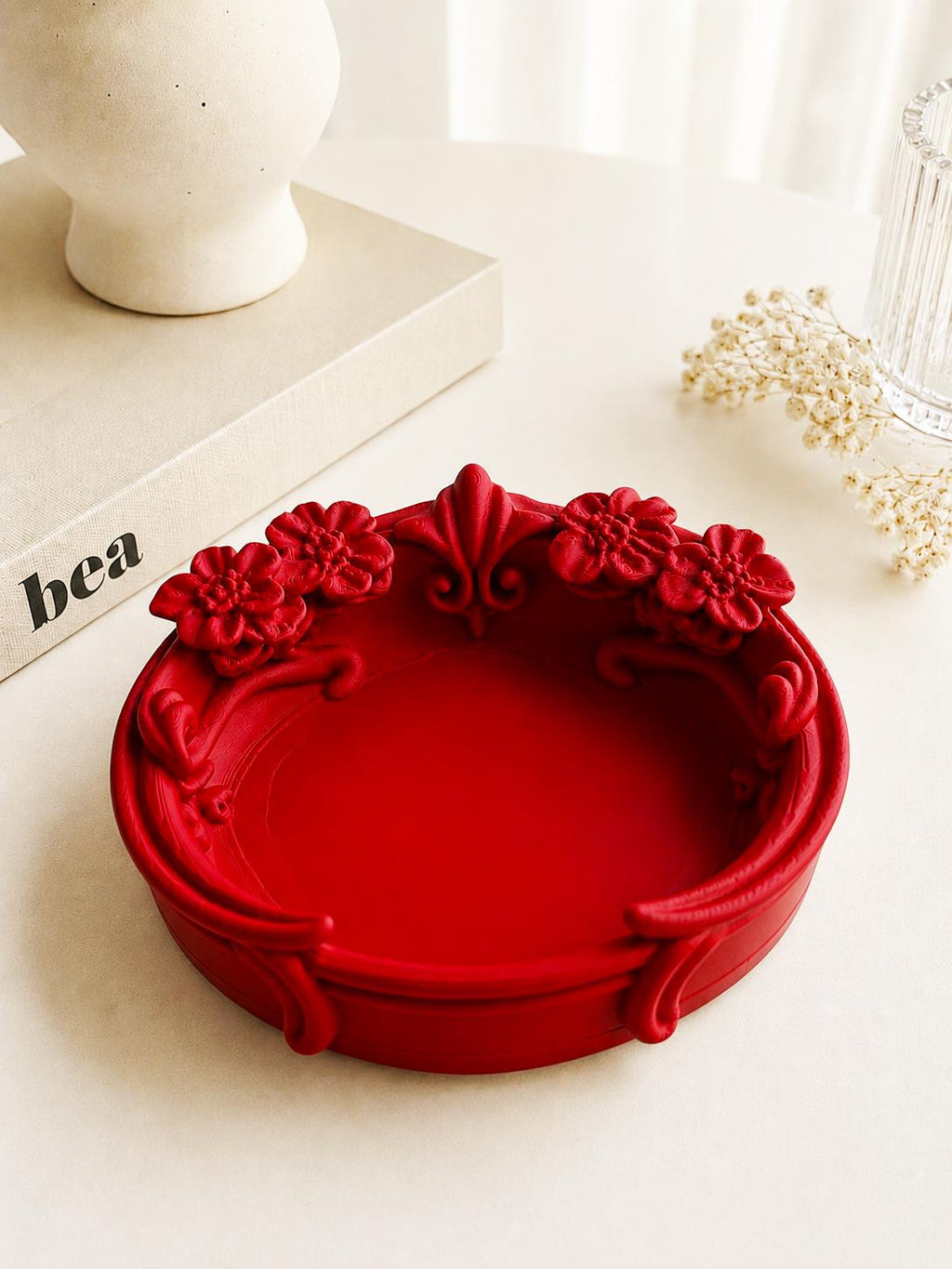 3D Printed Floral Trinket Tray for Rings and Earrings, Coquette Jewelry Holder