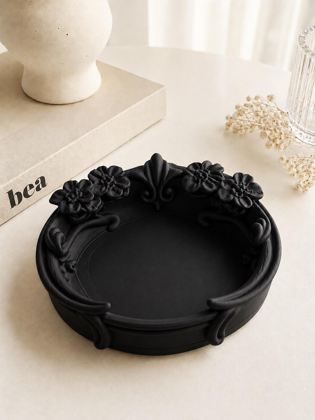 3D Printed Floral Trinket Tray for Rings and Earrings, Coquette Jewelry Holder
