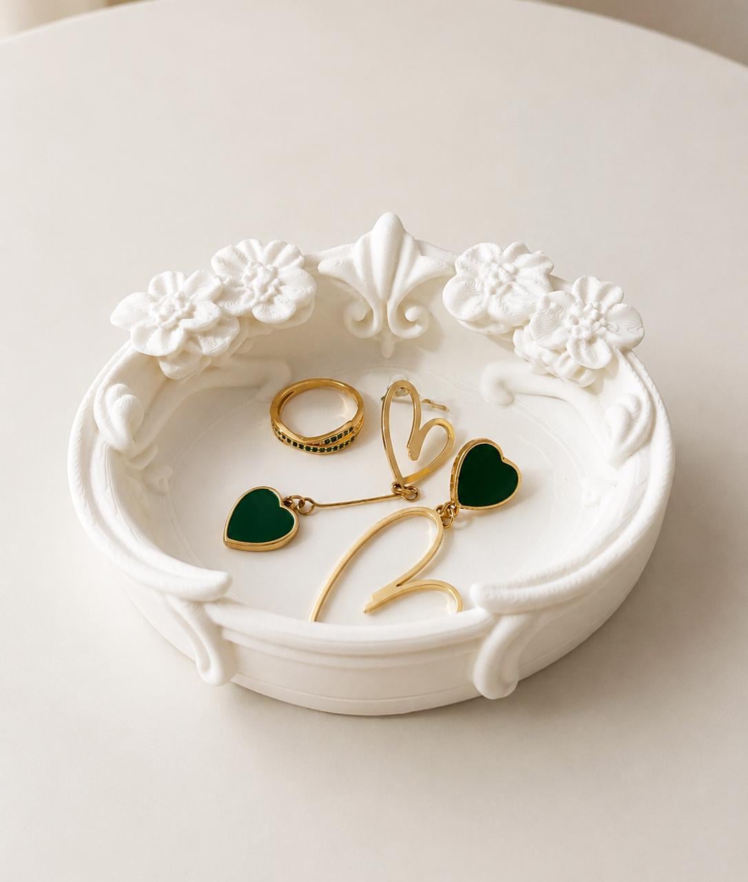 3D Printed Floral Trinket Tray for Rings and Earrings, Coquette Jewelry Holder