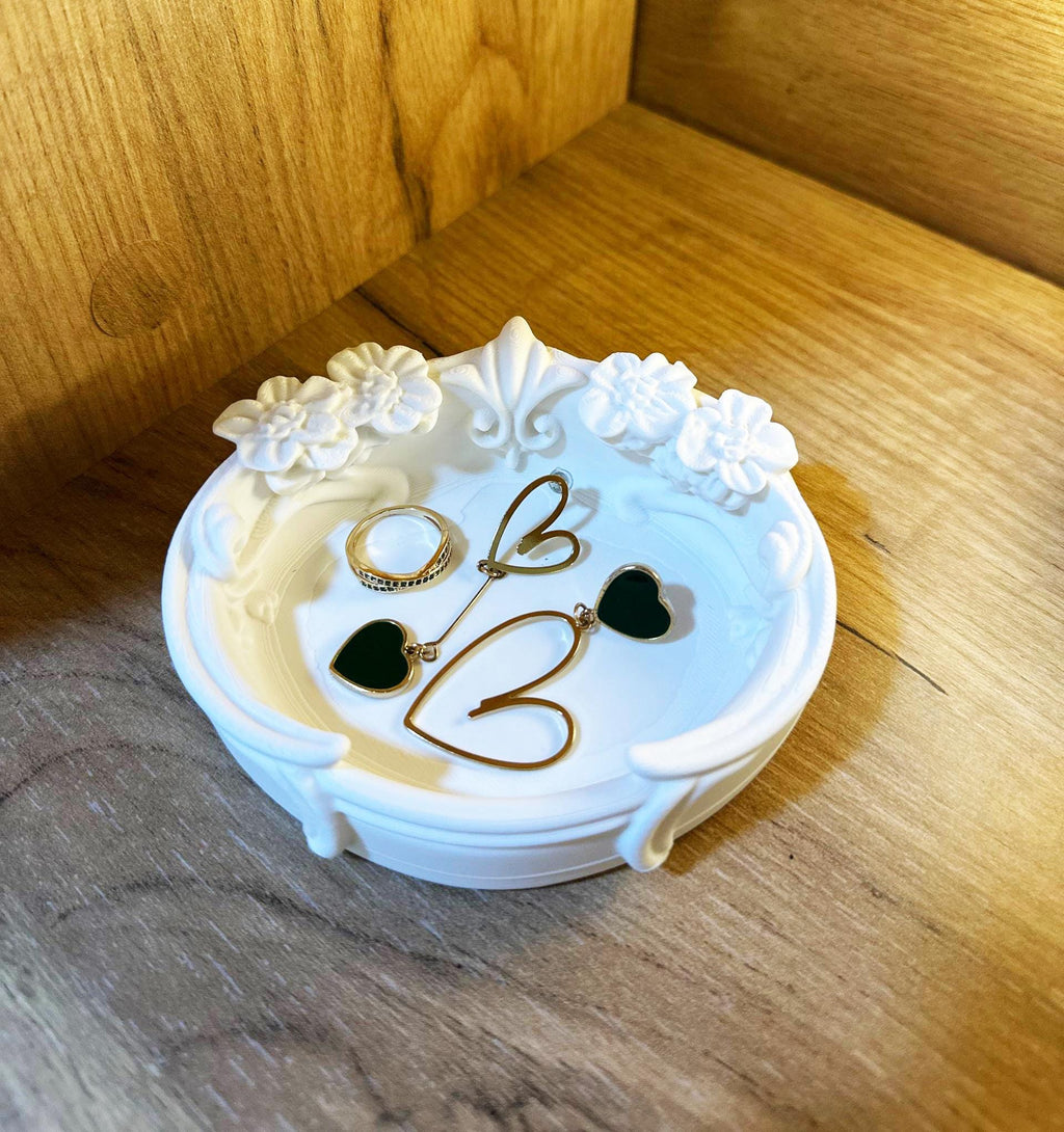 3D Printed Floral Trinket Tray for Rings and Earrings, Coquette Jewelry Holder
