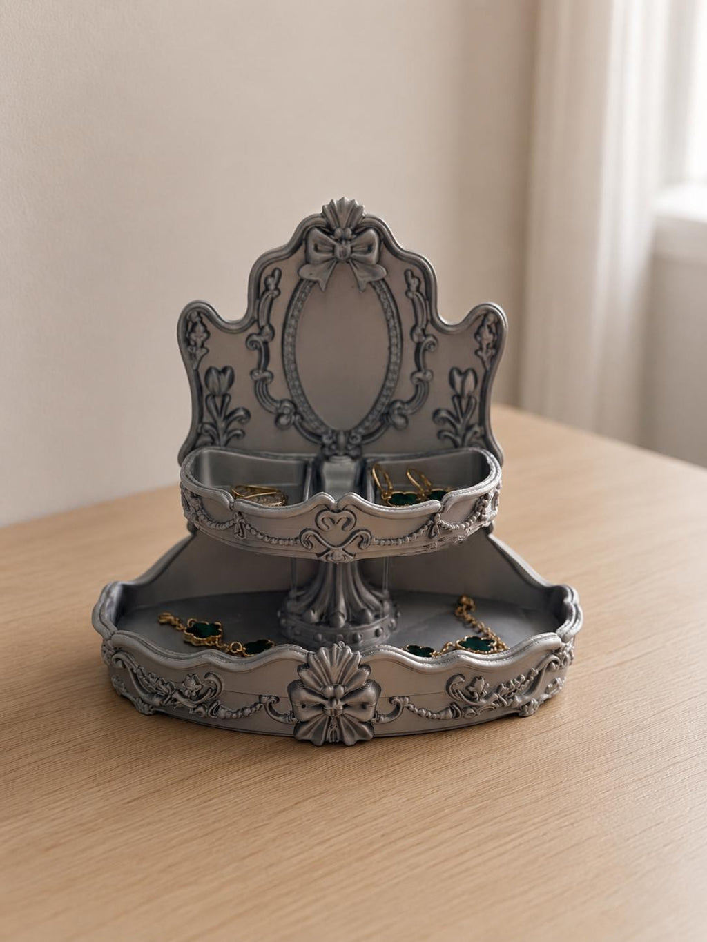 Baroque Jewelry Organizer Tray, 3D Printed Vanity Stand for Rings and Earrings