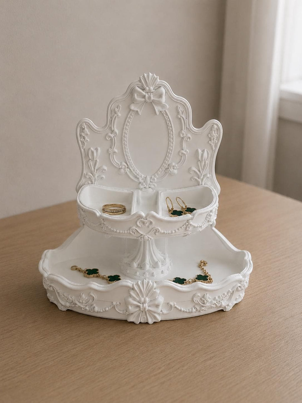 Baroque Jewelry Organizer Tray, 3D Printed Vanity Stand for Rings and Earrings