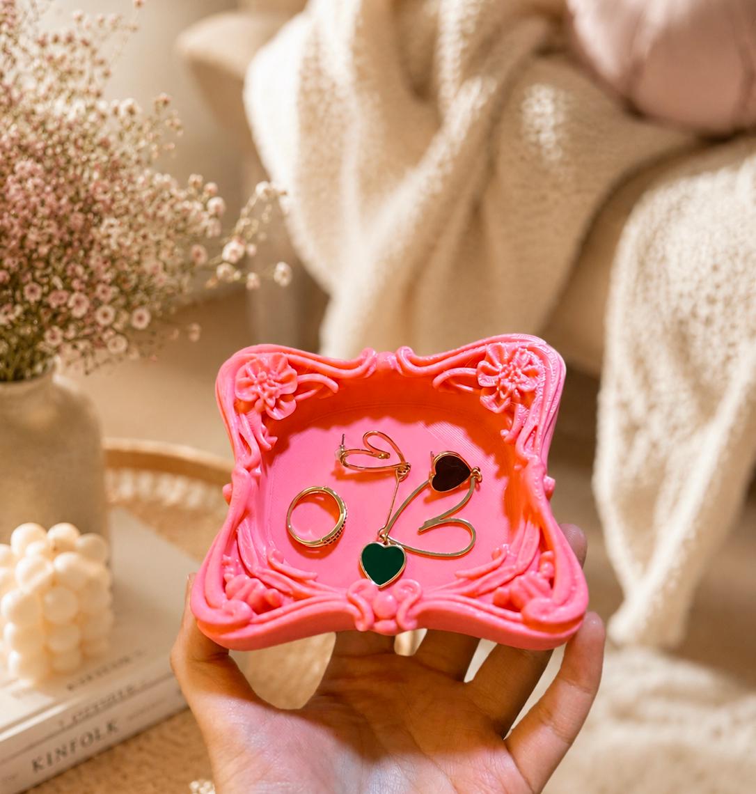 3D Printed Trinket Dish, Coquette Jewelry Tray, Cute Ring Holder