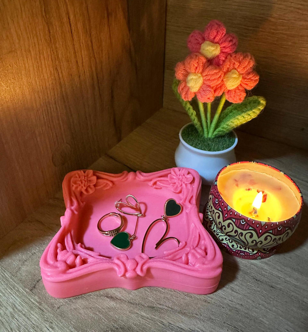 3D Printed Trinket Dish, Coquette Jewelry Tray, Cute Ring Holder