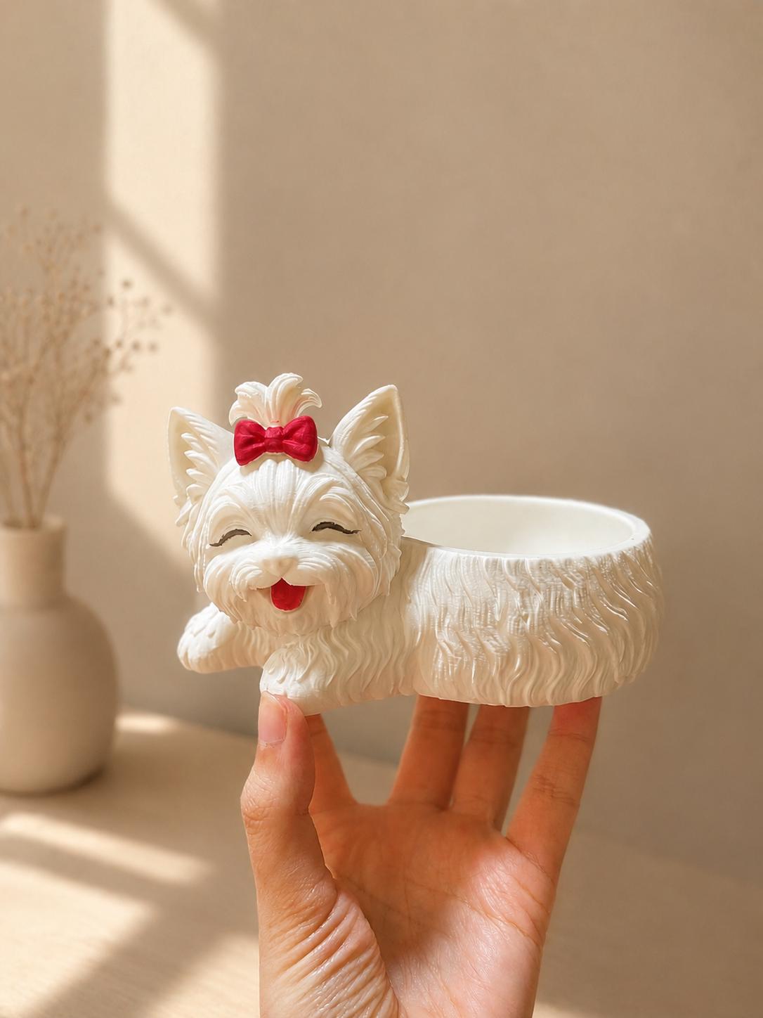 3D Printed Puppy Pot, Yorkshire Terrier Dog Planter, Kawaii Desk Decor, Small Succulent Planter, Dog Lover Gift