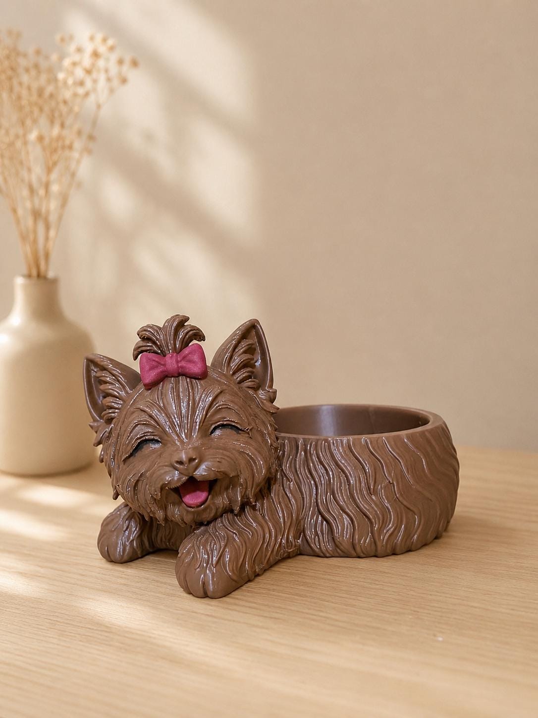 3D Printed Puppy Pot, Yorkshire Terrier Dog Planter, Kawaii Desk Decor, Small Succulent Planter, Dog Lover Gift