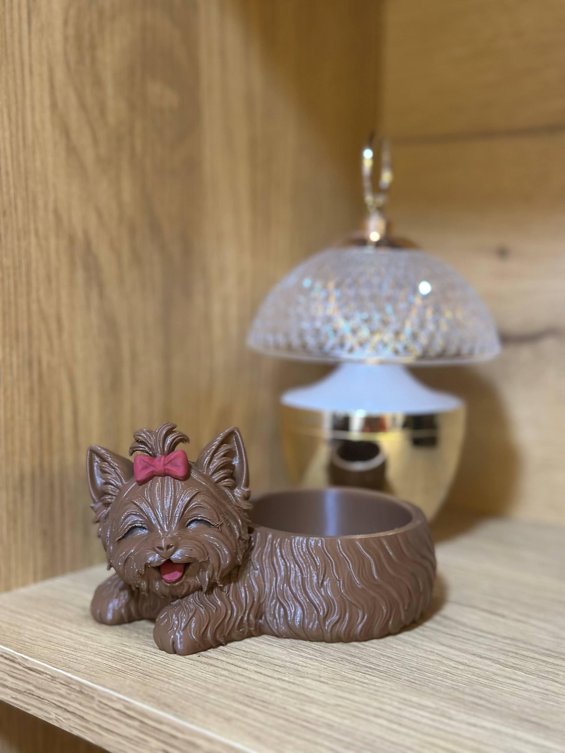 3D Printed Puppy Pot, Yorkshire Terrier Dog Planter, Kawaii Desk Decor, Small Succulent Planter, Dog Lover Gift