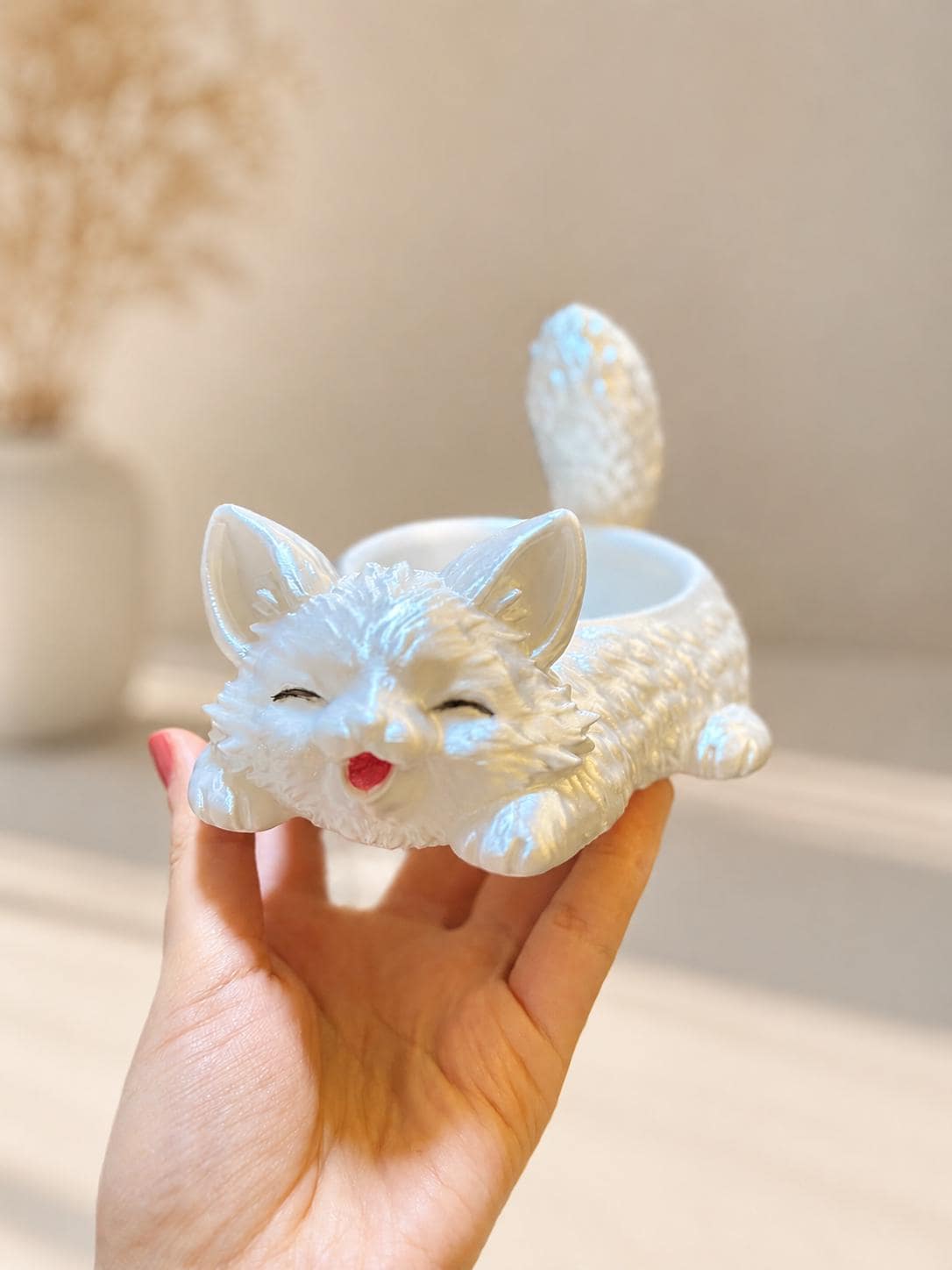 3D Printed Kitten Flower Pot, Succulent Pot, Animal Plant Holder, Cat Lover Gift, Desk Decor