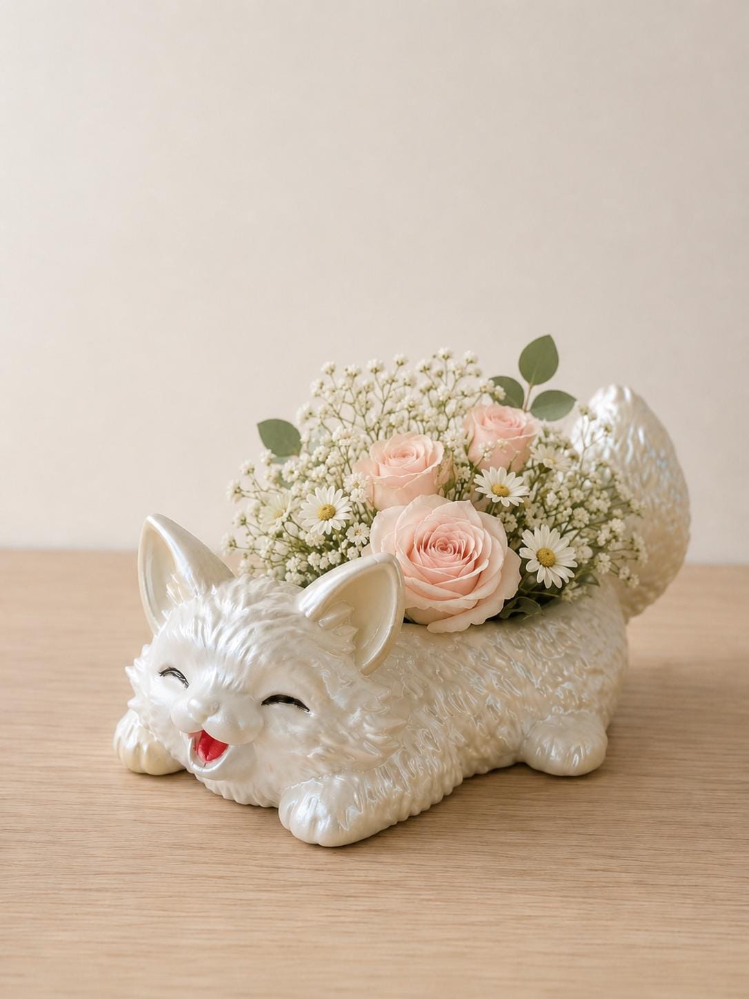 3D Printed Kitten Flower Pot, Succulent Pot, Animal Plant Holder, Cat Lover Gift, Desk Decor