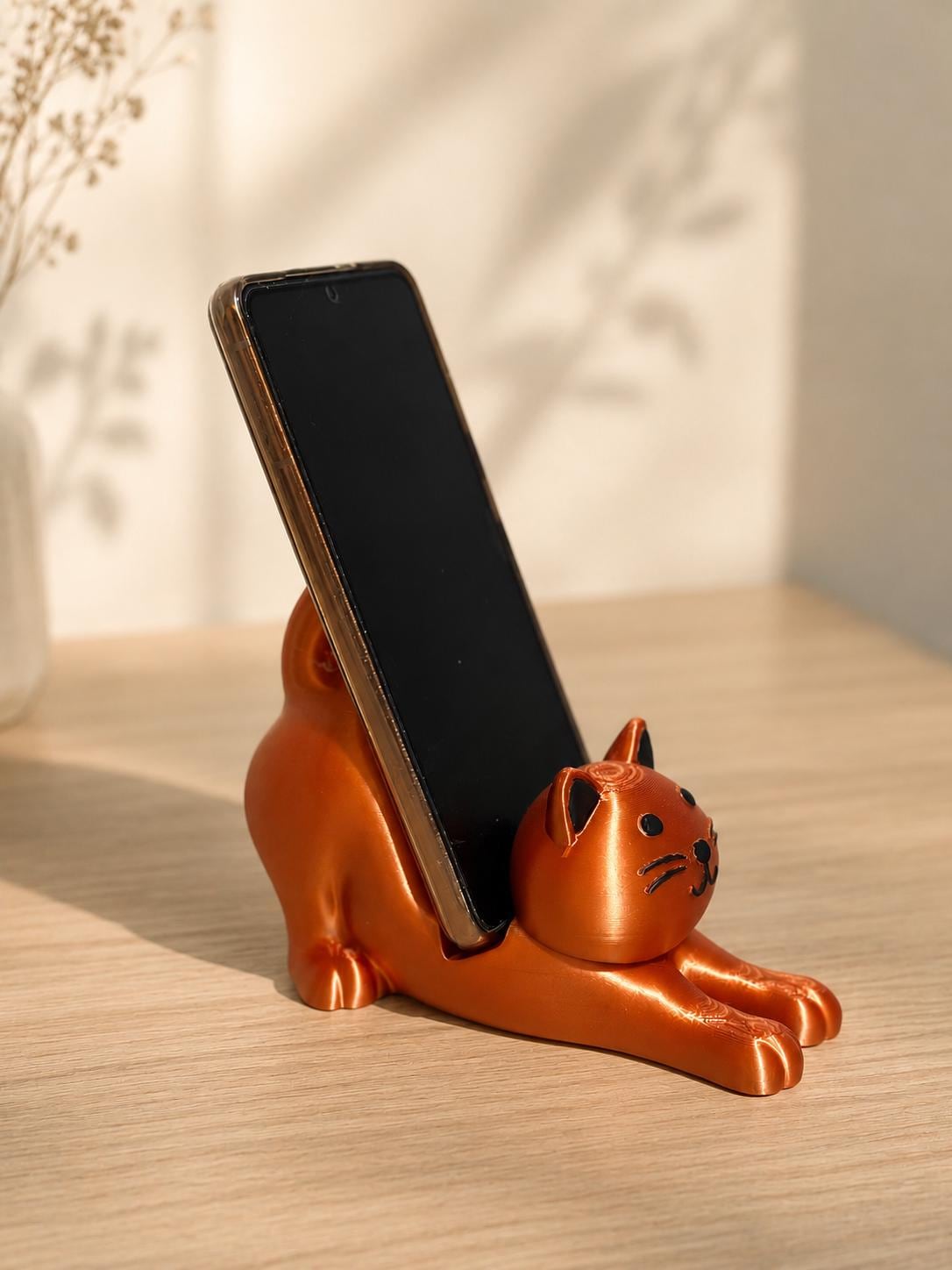 3D Printed Cat Phone Stand | Handmade Mobile Holder | Cat Lover Gift | Kawaii Office Desk Decor