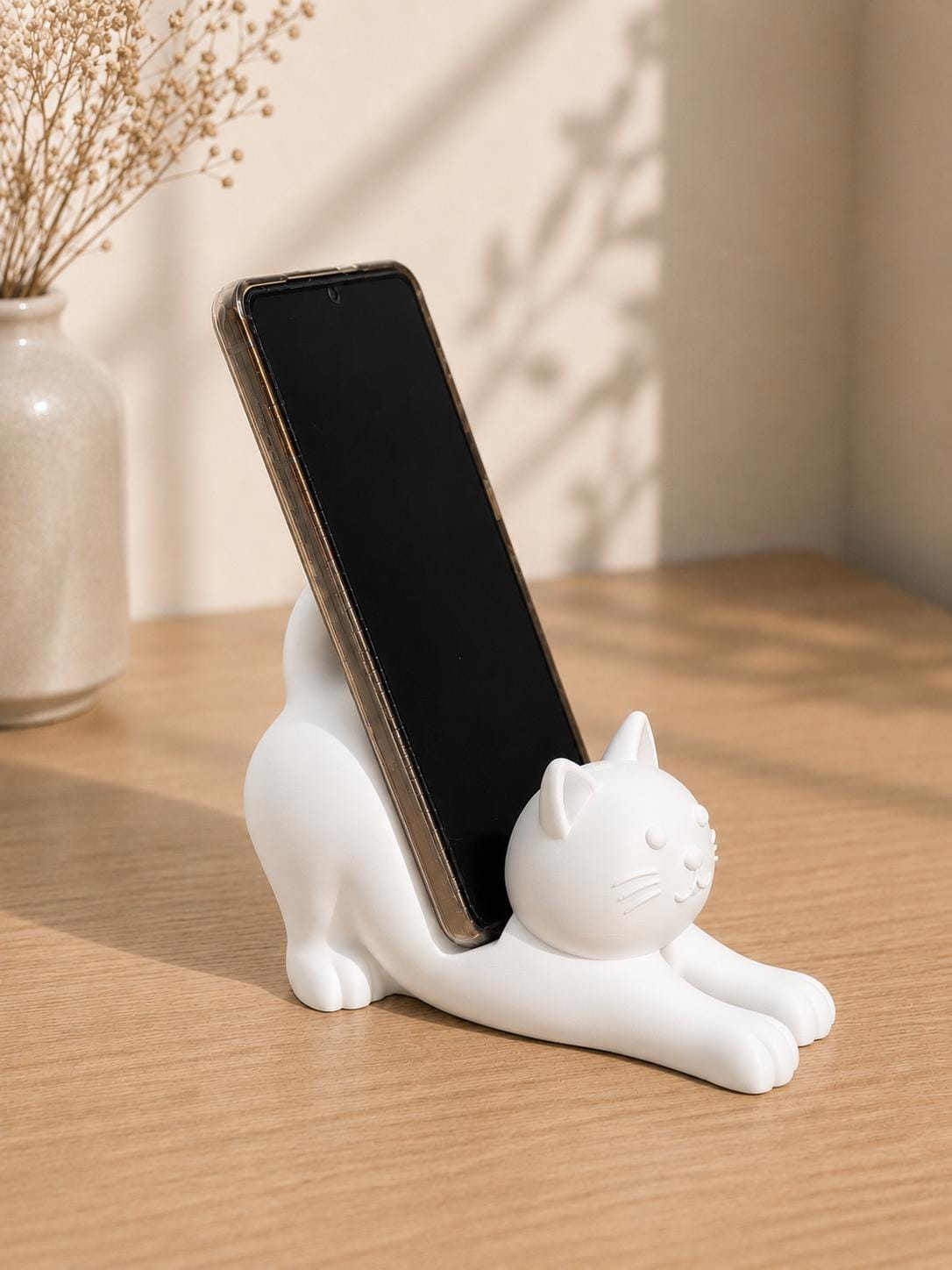 3D Printed Cat Phone Stand | Handmade Mobile Holder | Cat Lover Gift | Kawaii Office Desk Decor