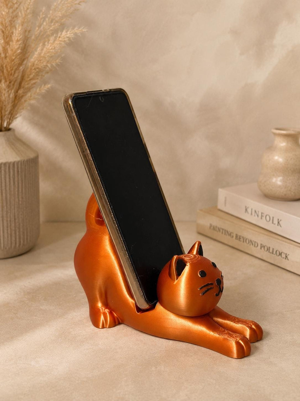 3D Printed Cat Phone Stand | Handmade Mobile Holder | Cat Lover Gift | Kawaii Office Desk Decor