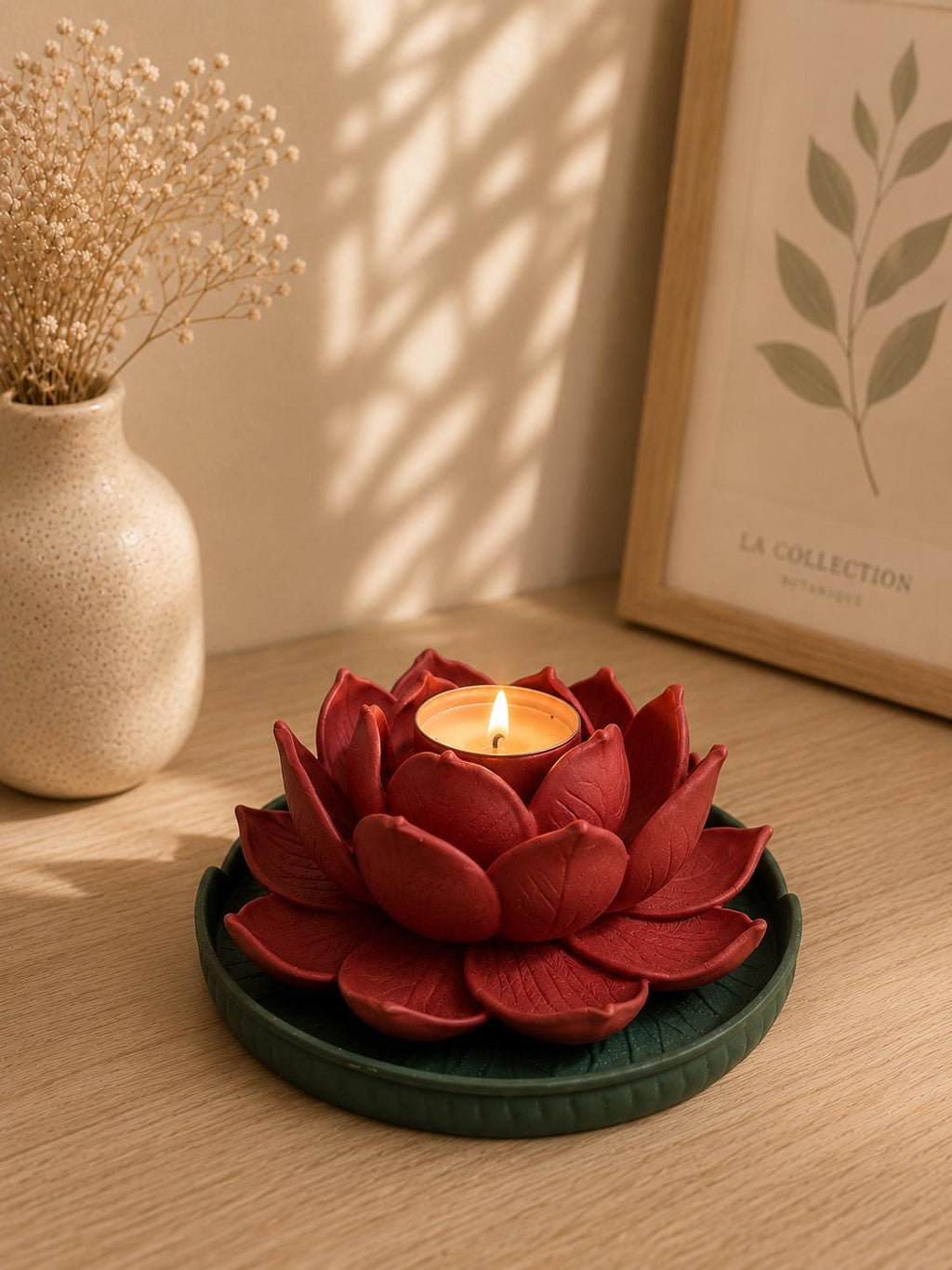 Lotus Flower Candle Holder - 3D Printed Tea Light Holder for Calm Cozy Home Decor