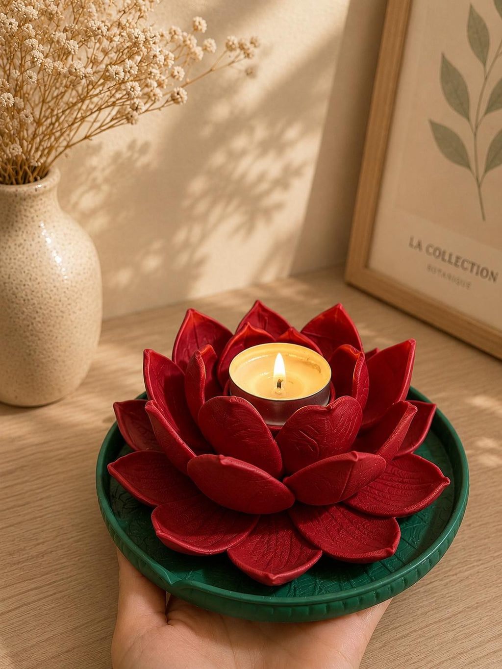 Lotus Flower Candle Holder - 3D Printed Tea Light Holder for Calm Cozy Home Decor