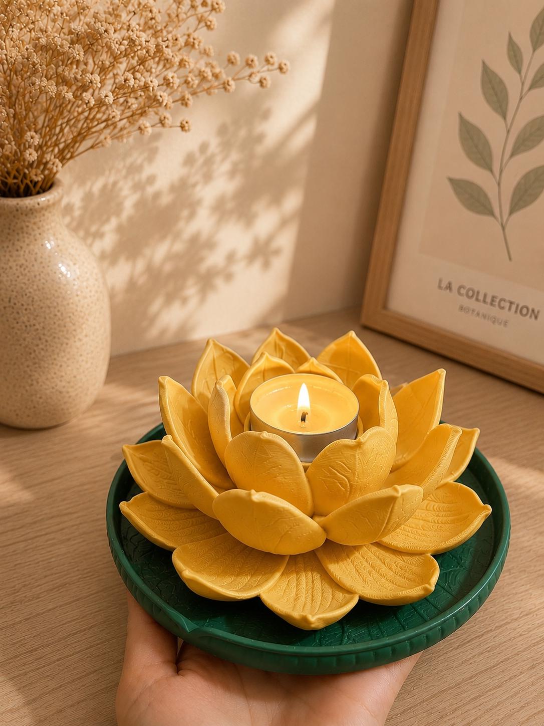Lotus Flower Candle Holder - 3D Printed Tea Light Holder for Calm Cozy Home Decor