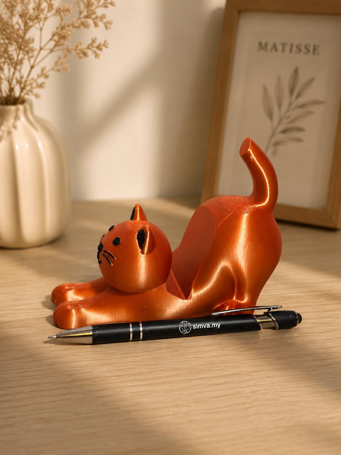 3D Printed Cat Phone Stand | Handmade Mobile Holder | Cat Lover Gift | Kawaii Office Desk Decor