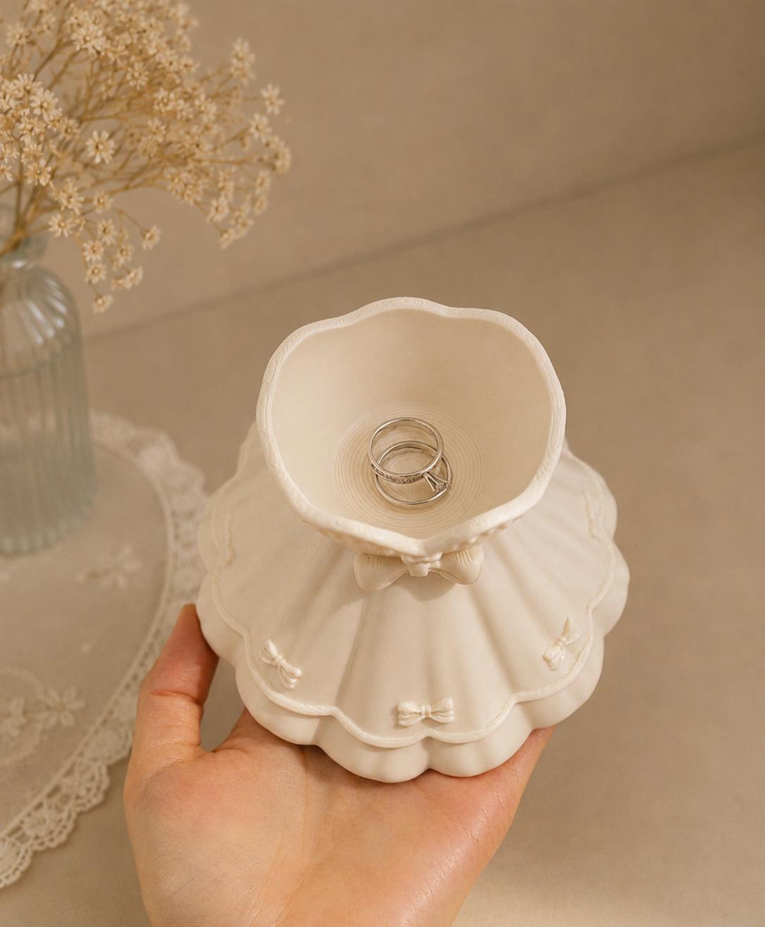 3D Printed Ring Holder, Princess, Jewelry Holder, Bow Decor, Vanity Organizer, Gift for Her