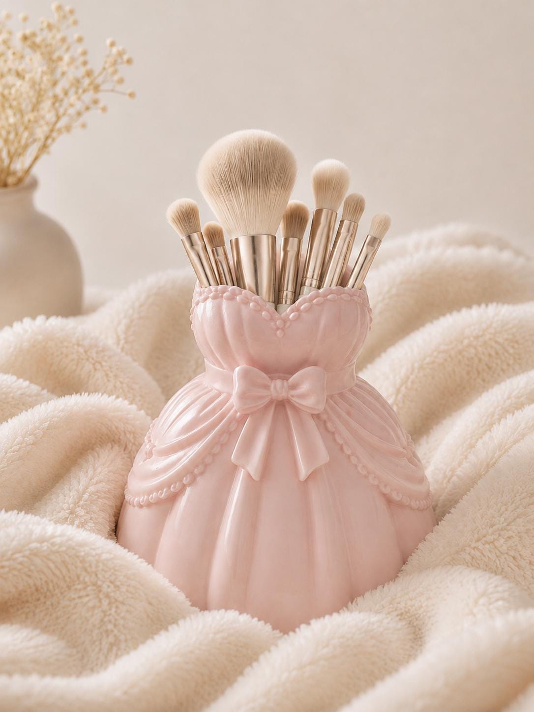 3D Printed Makeup Organizer, Coquette Makeup Brush Holder, Vanity Brush Storage, Princess Dress Pen Holder