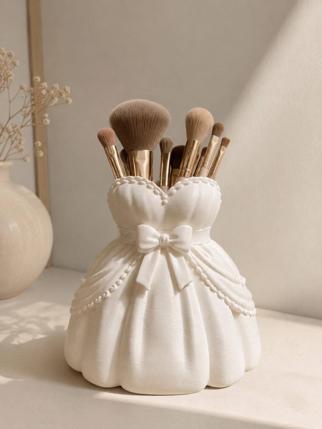 3D Printed Makeup Organizer, Coquette Makeup Brush Holder, Vanity Brush Storage, Princess Dress Pen Holder