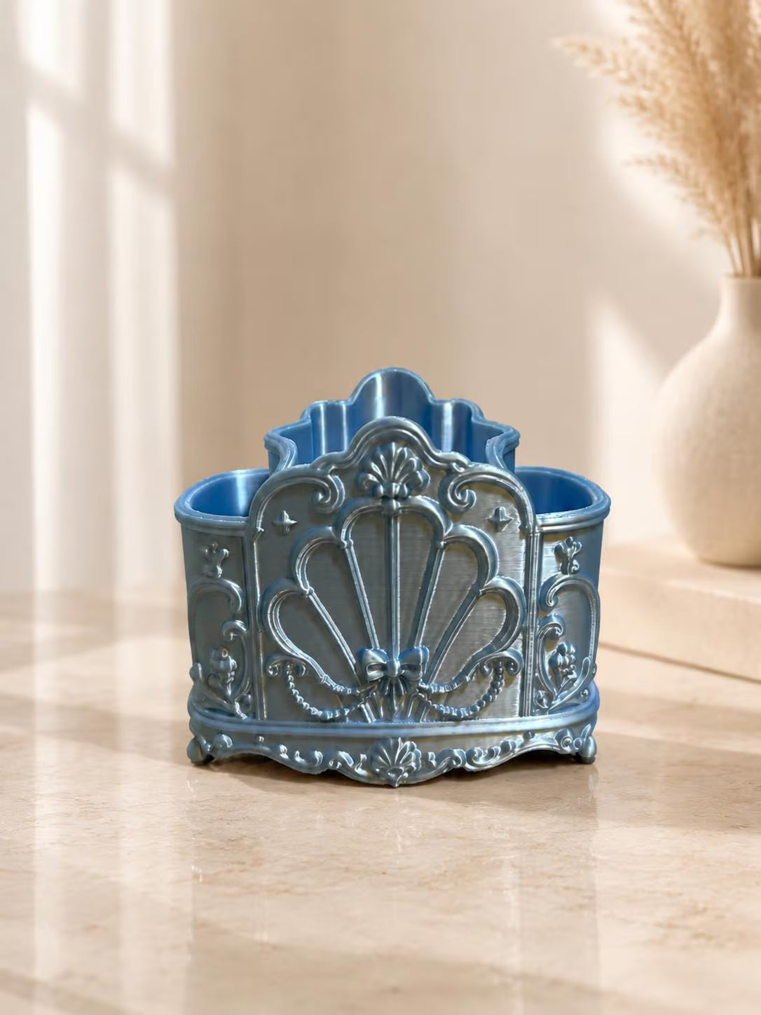 3D Printed Vanity Organizer,Vintage Makeup Brush Holder,Baroque Cosmetic Storage, Coquette Beauty Room Decor, Gift for Her