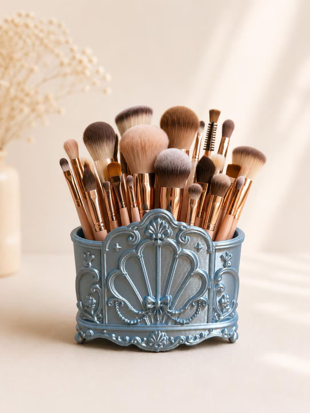3D Printed Vanity Organizer,Vintage Makeup Brush Holder,Baroque Cosmetic Storage, Coquette Beauty Room Decor, Gift for Her