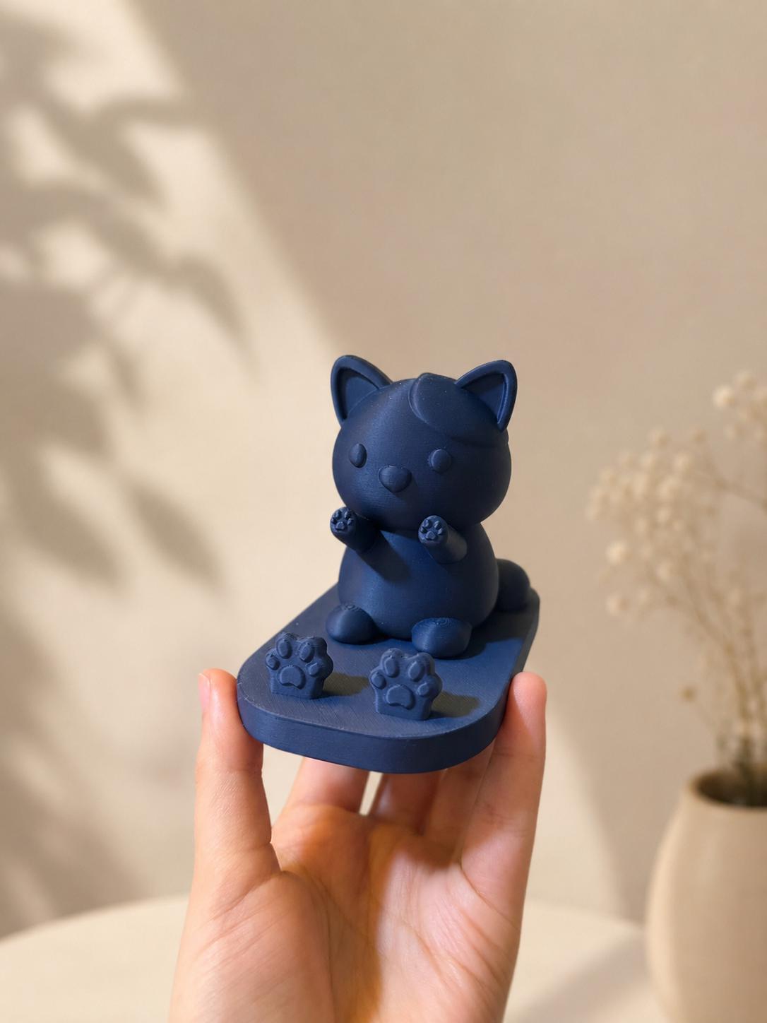 3D Printed Cat Mobile Holder, Tablet Stand,Handmade Desk Accessory, Cat Lover Gift, Kawaii Phone Holder for Desk
