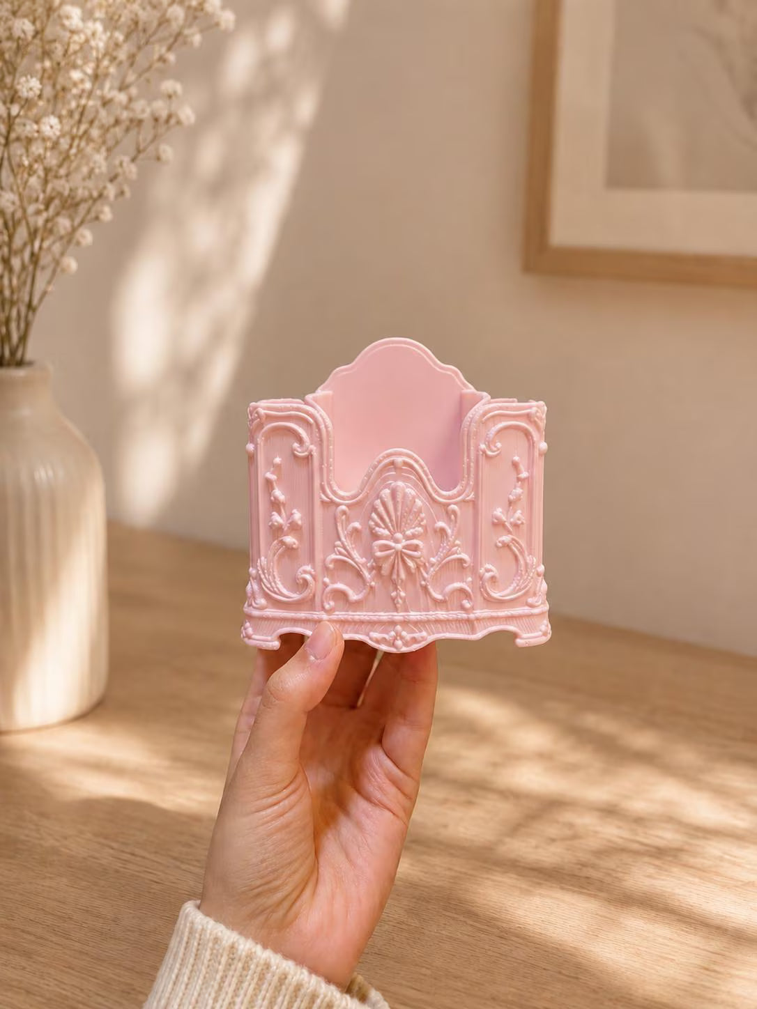 Elegant 3D Printed Vanity Organizer| Rococo Cosmetic Brush Storage | Cottagecore Vanity Decor|Makeup Brush Holder |
