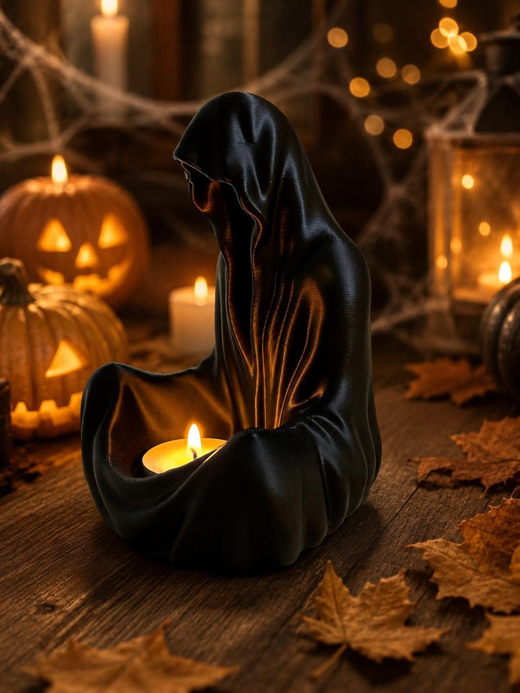3D Printed Ghost Candle Holder, Halloween Decor, Gothic Home Accent, Witchy Home Decor