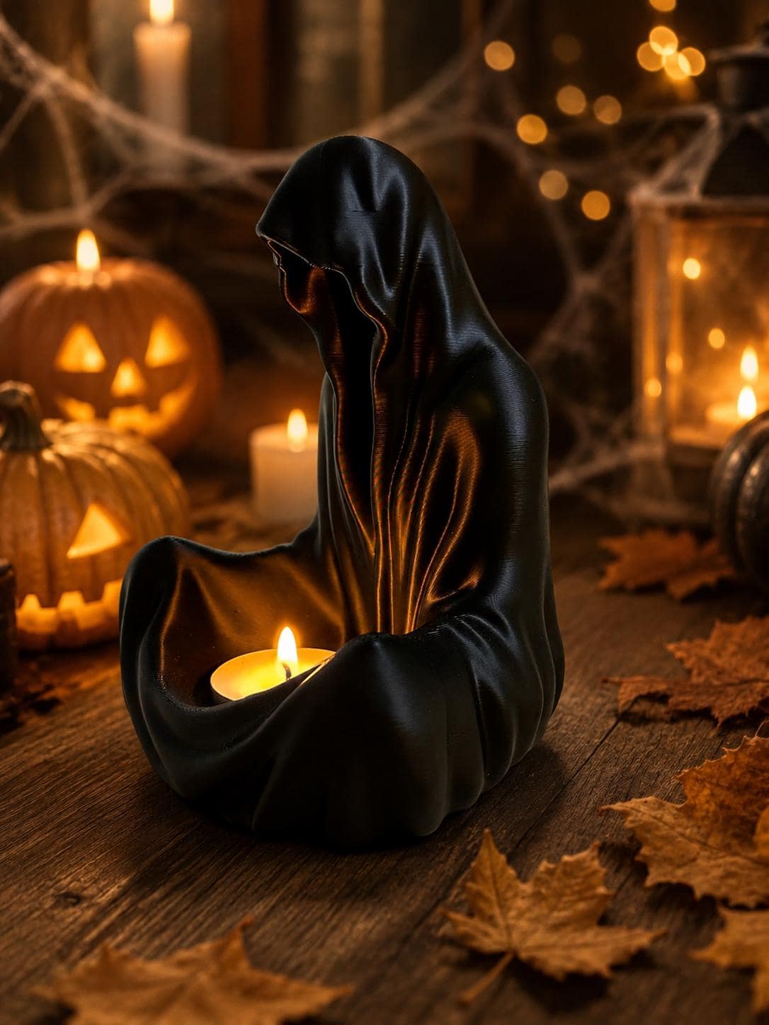 3D Printed Ghost Candle Holder, Halloween Decor, Gothic Home Accent, Witchy Home Decor