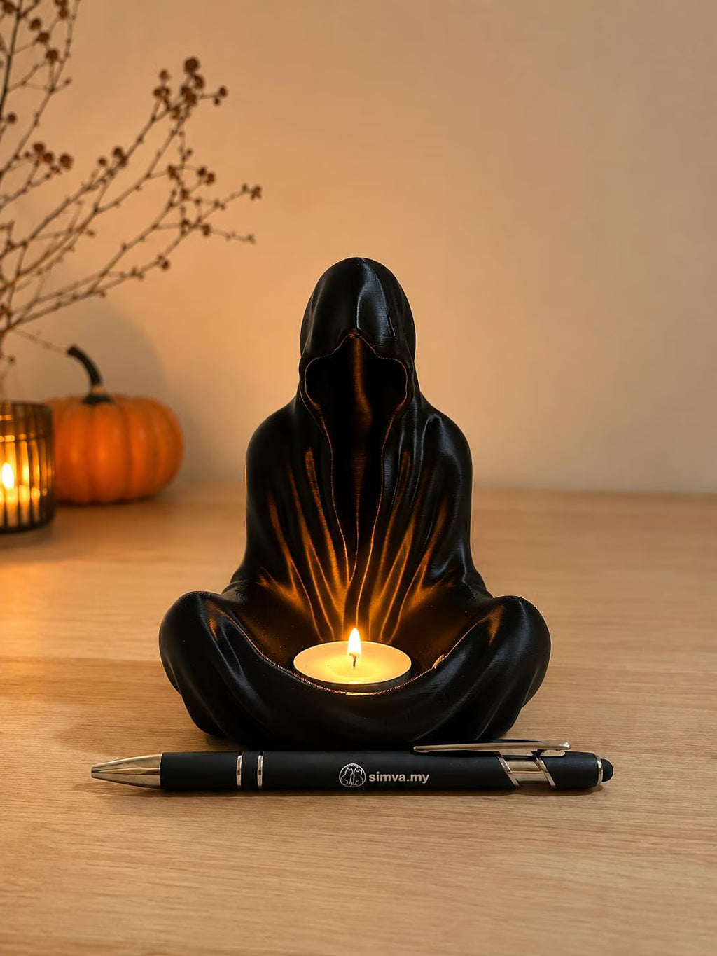 3D Printed Ghost Candle Holder, Halloween Decor, Gothic Home Accent, Witchy Home Decor