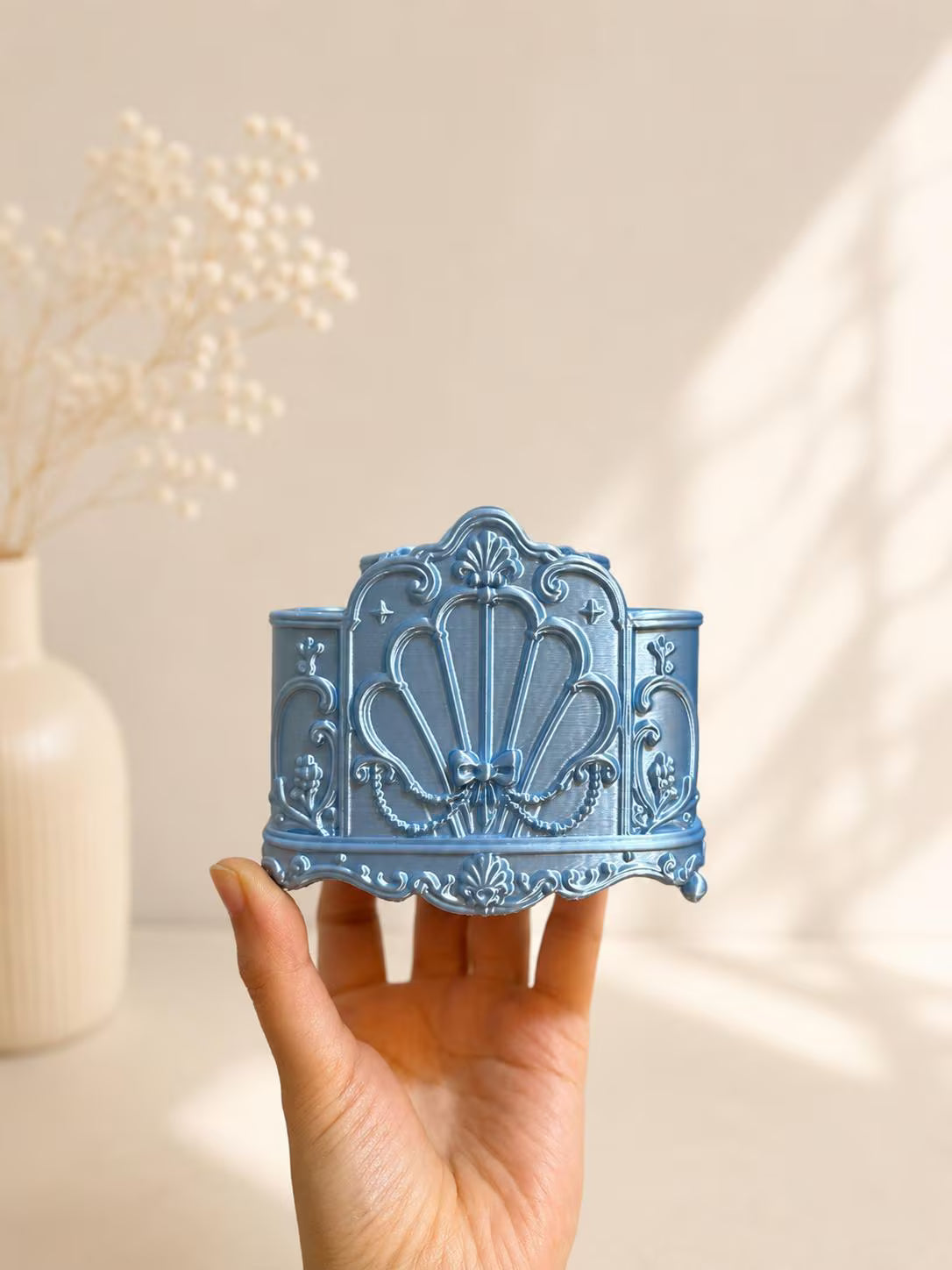 3D Printed Vanity Organizer,Vintage Makeup Brush Holder,Baroque Cosmetic Storage, Coquette Beauty Room Decor, Gift for Her