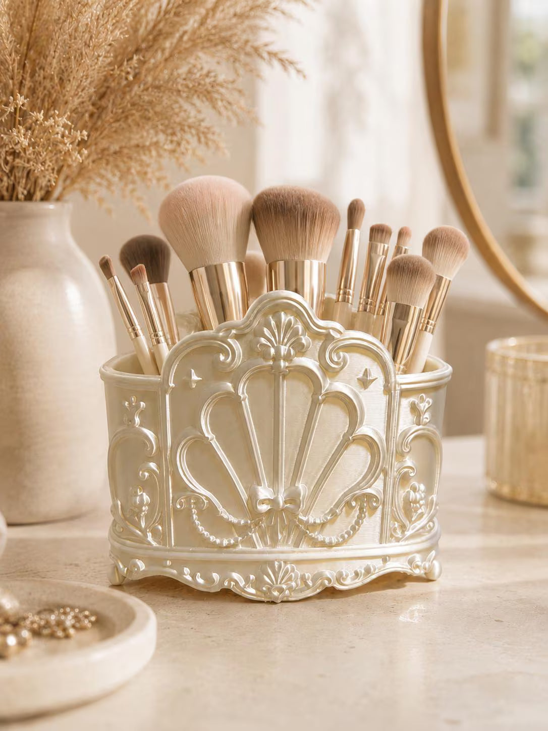 3D Printed Vanity Organizer,Vintage Makeup Brush Holder,Baroque Cosmetic Storage, Coquette Beauty Room Decor, Gift for Her