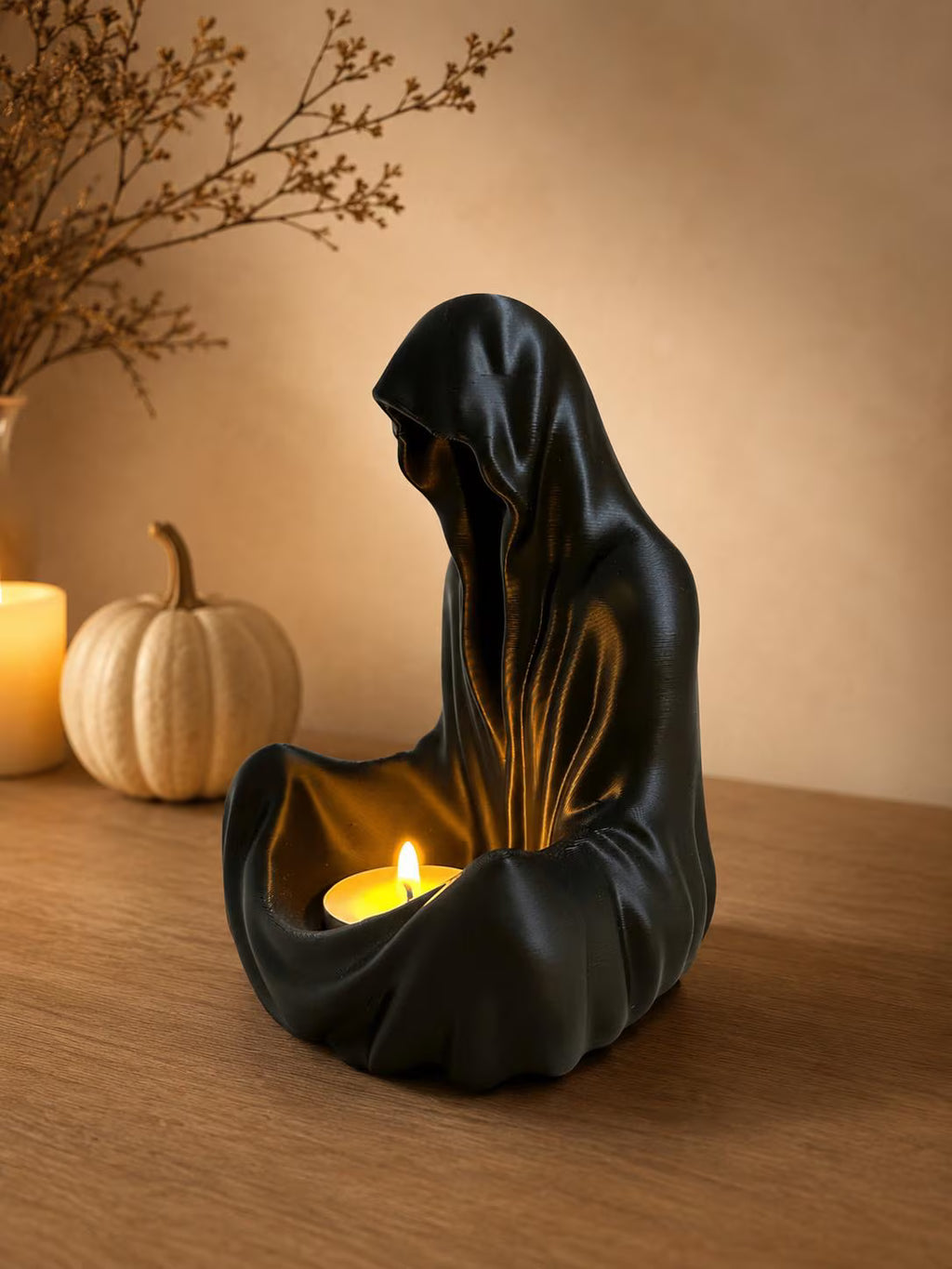 3D Printed Ghost Candle Holder, Halloween Decor, Gothic Home Accent, Witchy Home Decor